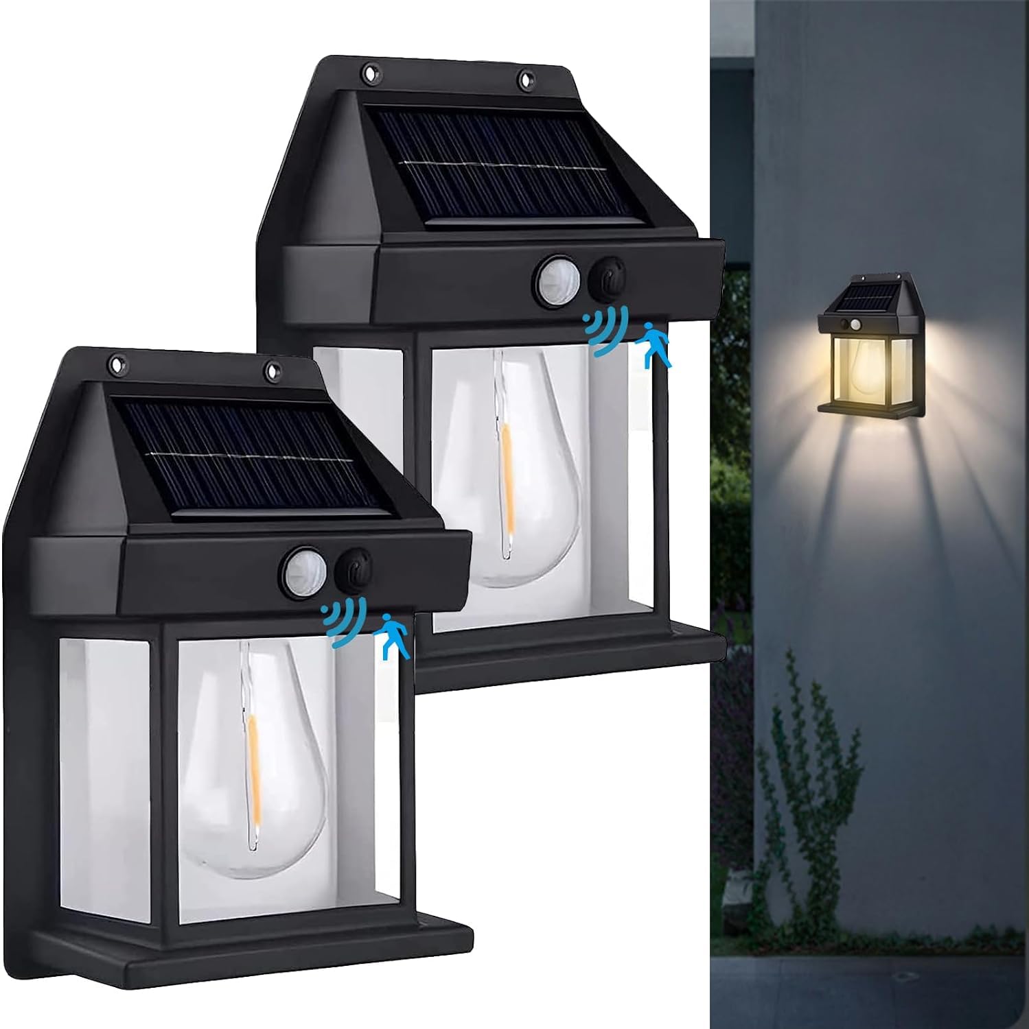 GIGAWATTS Solar Wall Lights Outdoor with Motion Sensor Auto Chargeable ...